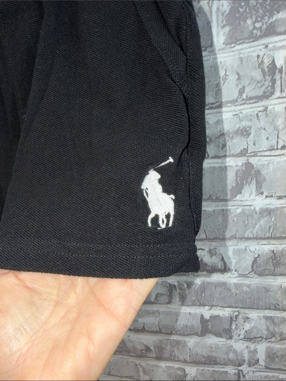 Ralph Lauren Black Pique Polo Shorts with White Pony